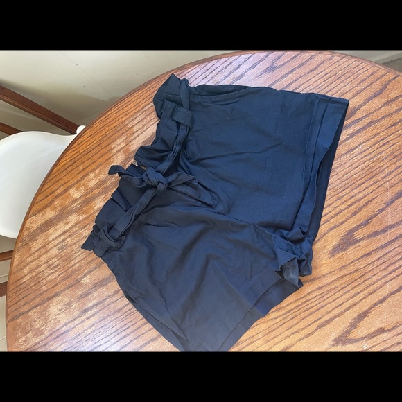 Black summer pinup waist tie paper bag shorts retro large l goth rockabilly - Picture 3 of 9